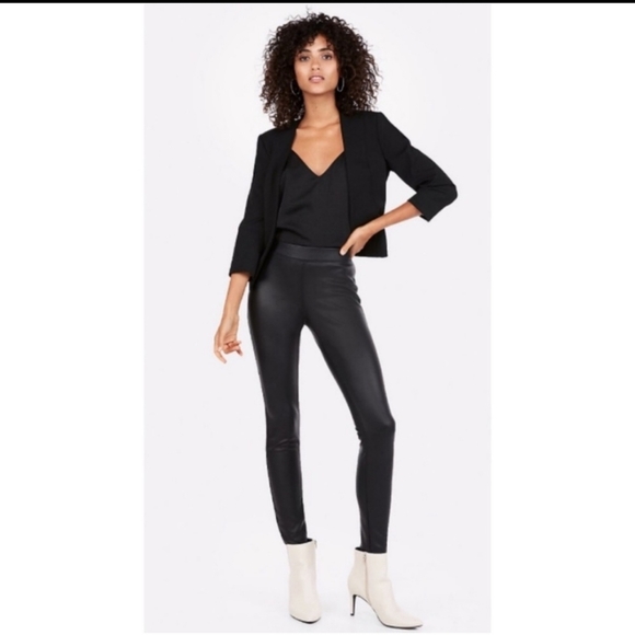 Express Black Faux Leather Leggings Pants Size Small - Picture 1 of 12